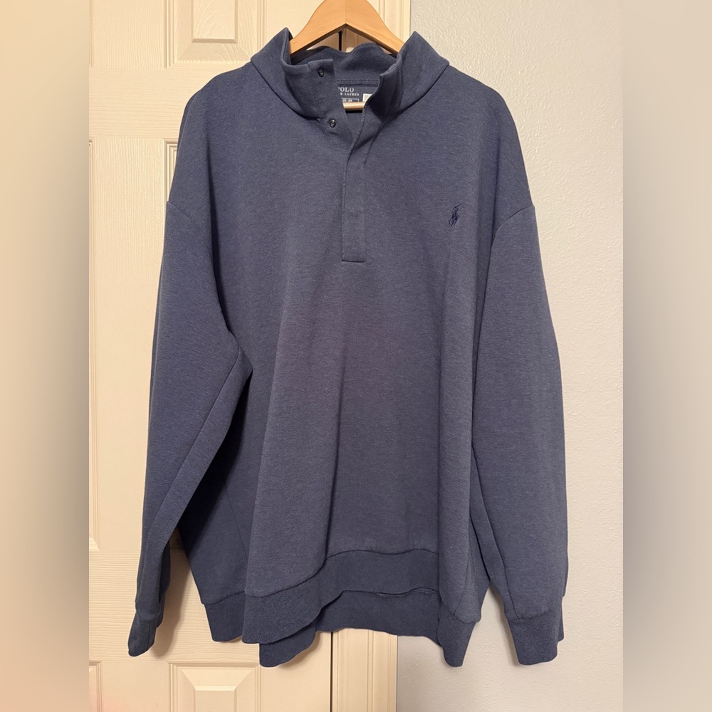 EUC Mens Polo Ralph Lauren 3/4 Zip  Pullover Long Sleeve Blue 3XB 3XL XXL